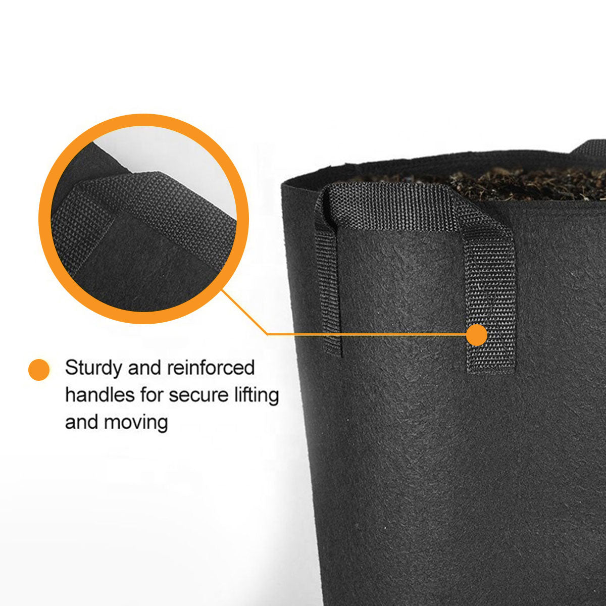 Fabric Pot Round Black - 19 L
